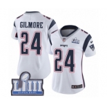 Women's Nike New England Patriots #24 Stephon Gilmore White Vapor Untouchable Limited Player Super Bowl LIII Bound NFL Jersey