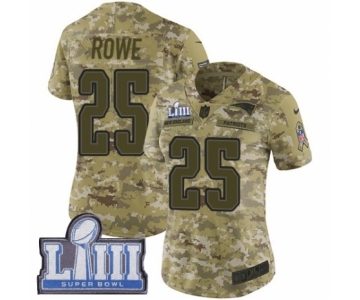 Women's Nike New England Patriots #25 Eric Rowe Limited Camo 2018 Salute to Service Super Bowl LIII Bound NFL Jersey