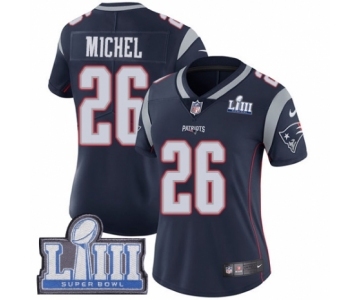 Women's Nike New England Patriots #26 Sony Michel Navy Blue Team Color Vapor Untouchable Limited Player Super Bowl LIII Bound NFL Jersey