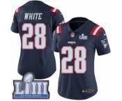 Women's Nike New England Patriots #28 James White Limited Navy Blue Rush Vapor Untouchable Super Bowl LIII Bound NFL Jersey