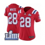 Women's Nike New England Patriots #28 James White Red Alternate Vapor Untouchable Limited Player Super Bowl LIII Bound NFL Jersey