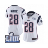 Women's Nike New England Patriots #28 James White Vapor Untouchable Limited Player Super Bowl LIII Bound NFL Jersey