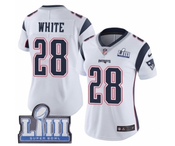 Women's Nike New England Patriots #28 James White Vapor Untouchable Limited Player Super Bowl LIII Bound NFL Jersey