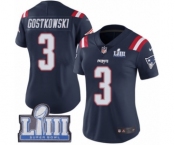 Women's Nike New England Patriots #3 Stephen Gostkowski Limited Navy Blue Rush Vapor Untouchable Super Bowl LIII Bound NFL Jersey