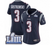 Women's Nike New England Patriots #3 Stephen Gostkowski Navy Blue Team Color Vapor Untouchable Limited Player Super Bowl LIII Bound NFL Jersey