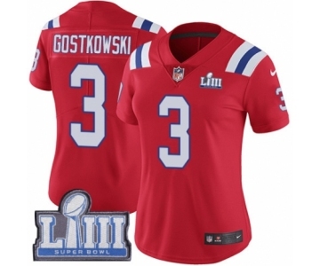 Women's Nike New England Patriots #3 Stephen Gostkowski Red Alternate Vapor Untouchable Limited Player Super Bowl LIII Bound NFL Jersey