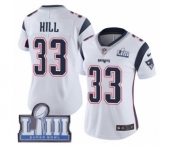 Women's Nike New England Patriots #33 Jeremy Hill White Vapor Untouchable Limited Player Super Bowl LIII Bound NFL Jersey