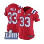 Women's Nike New England Patriots #33 Kevin Faulk Red Alternate Vapor Untouchable Limited Player Super Bowl LIII Bound NFL Jersey