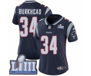 Women's Nike New England Patriots #34 Rex Burkhead Navy Blue Team Color Vapor Untouchable Limited Player Super Bowl LIII Bound NFL Jersey