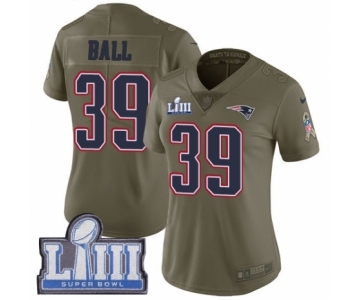 Women's Nike New England Patriots #39 Montee Ball Limited Olive 2017 Salute to Service Super Bowl LIII Bound NFL Jersey