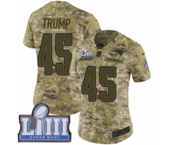 Women's Nike New England Patriots #45 Donald Trump Limited Camo 2018 Salute to Service Super Bowl LIII Bound NFL Jersey