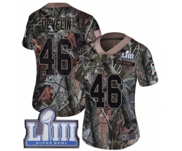 Women's Nike New England Patriots #46 James Develin Camo Rush Realtree Limited Super Bowl LIII Bound NFL Jersey