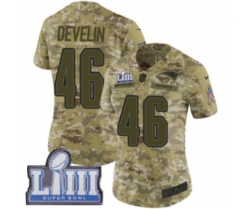 Women's Nike New England Patriots #46 James Develin Limited Camo 2018 Salute to Service Super Bowl LIII Bound NFL Jersey