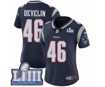 Women's Nike New England Patriots #46 James Develin Navy Blue Team Color Vapor Untouchable Limited Player Super Bowl LIII Bound NFL Jersey