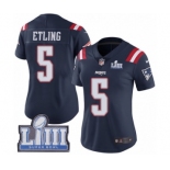 Women's Nike New England Patriots #5 Danny Etling Limited Navy Blue Rush Vapor Untouchable Super Bowl LIII Bound NFL Jersey