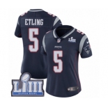 Women's Nike New England Patriots #5 Danny Etling Navy Blue Team Color Vapor Untouchable Limited Player Super Bowl LIII Bound NFL Jersey