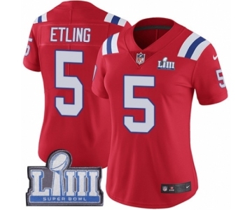 Women's Nike New England Patriots #5 Danny Etling Red Alternate Vapor Untouchable Limited Player Super Bowl LIII Bound NFL Jersey