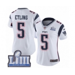 Women's Nike New England Patriots #5 Danny Etling White Vapor Untouchable Limited Player Super Bowl LIII Bound NFL Jersey