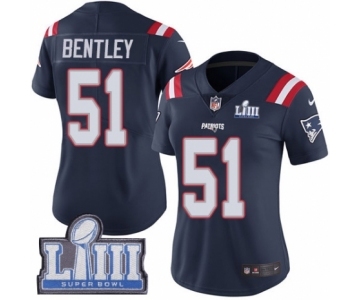 Women's Nike New England Patriots #51 Ja'Whaun Bentley Limited Navy Blue Rush Vapor Untouchable Super Bowl LIII Bound NFL Jersey