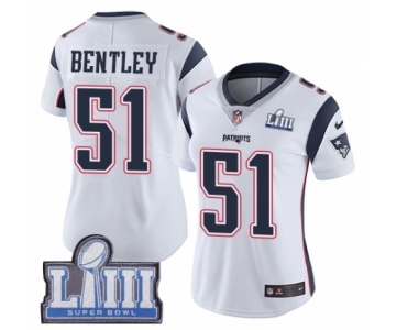 Women's Nike New England Patriots #51 Ja'Whaun Bentley White Vapor Untouchable Limited Player Super Bowl LIII Bound NFL Jersey