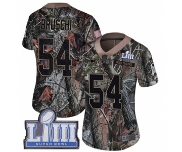 Women's Nike New England Patriots #54 Tedy Bruschi Camo Rush Realtree Limited Super Bowl LIII Bound NFL Jersey