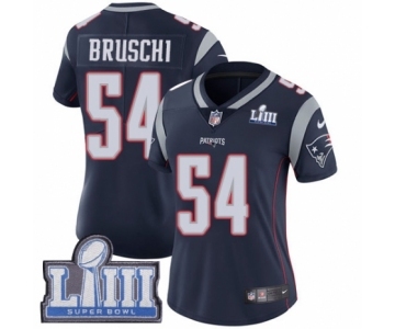 Women's Nike New England Patriots #54 Tedy Bruschi Navy Blue Team Color Vapor Untouchable Limited Player Super Bowl LIII Bound NFL Jersey