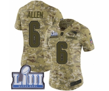 Women's Nike New England Patriots #6 Ryan Allen Limited Camo 2018 Salute to Service Super Bowl LIII Bound NFL Jersey