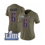 Women's Nike New England Patriots #6 Ryan Allen Limited Olive 2017 Salute to Service Super Bowl LIII Bound NFL Jersey