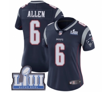 Women's Nike New England Patriots #6 Ryan Allen Navy Blue Team Color Vapor Untouchable Limited Player Super Bowl LIII Bound NFL Jersey