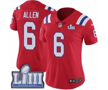 Women's Nike New England Patriots #6 Ryan Allen Red Alternate Vapor Untouchable Limited Player Super Bowl LIII Bound NFL Jersey