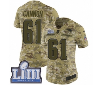 Women's Nike New England Patriots #61 Marcus Cannon Limited Camo 2018 Salute to Service Super Bowl LIII Bound NFL Jersey