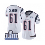 Women's Nike New England Patriots #61 Marcus Cannon White Vapor Untouchable Limited Player Super Bowl LIII Bound NFL Jersey