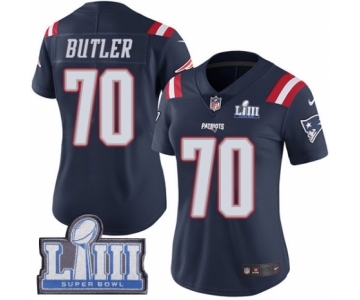 Women's Nike New England Patriots #70 Adam Butler Limited Navy Blue Rush Vapor Untouchable Super Bowl LIII Bound NFL Jersey