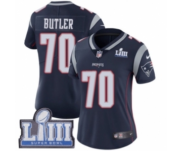 Women's Nike New England Patriots #70 Adam Butler Navy Blue Team Color Vapor Untouchable Limited Player Super Bowl LIII Bound NFL Jersey