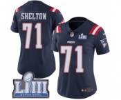 Women's Nike New England Patriots #71 Danny Shelton Limited Navy Blue Rush Vapor Untouchable Super Bowl LIII Bound NFL Jersey