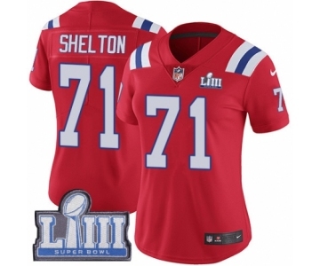 Women's Nike New England Patriots #71 Danny Shelton Red Alternate Vapor Untouchable Limited Player Super Bowl LIII Bound NFL Jersey