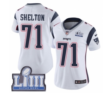 Women's Nike New England Patriots #71 Danny Shelton White Vapor Untouchable Limited Player Super Bowl LIII Bound NFL Jersey