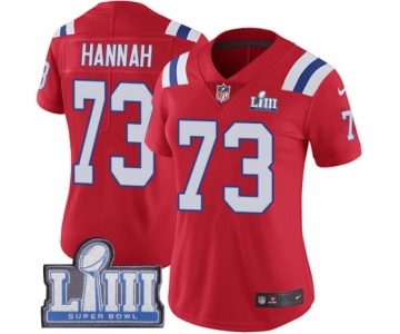 Women's Nike New England Patriots #73 John Hannah Red Alternate Vapor Untouchable Limited Player Super Bowl LIII Bound NFL Jersey