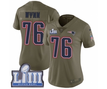 Women's Nike New England Patriots #76 Isaiah Wynn Limited Olive 2017 Salute to Service Super Bowl LIII Bound NFL Jersey