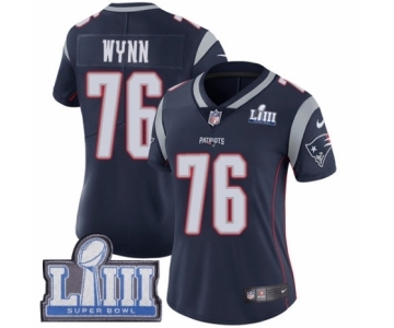 Women's Nike New England Patriots #76 Isaiah Wynn Navy Blue Team Color Vapor Untouchable Limited Player Super Bowl LIII Bound NFL Jersey