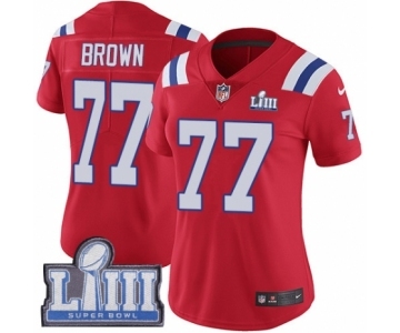 Women's Nike New England Patriots #77 Trent Brown Red Alternate Vapor Untouchable Limited Player Super Bowl LIII Bound NFL Jersey