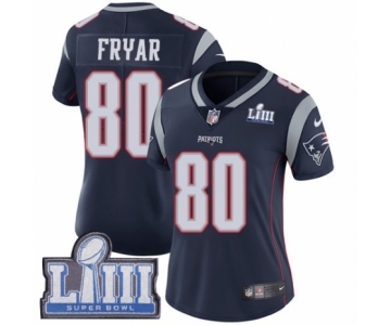 Women's Nike New England Patriots #80 Irving Fryar Navy Blue Team Color Vapor Untouchable Limited Player Super Bowl LIII Bound NFL Jersey