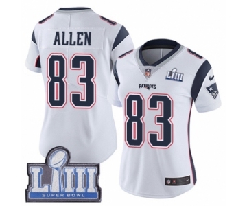 Women's Nike New England Patriots #83 Dwayne Allen White Vapor Untouchable Limited Player Super Bowl LIII Bound NFL Jersey