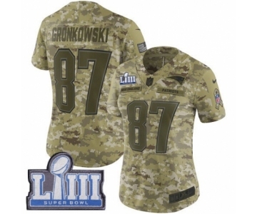 Women's Nike New England Patriots #87 Rob Gronkowski Limited Camo 2018 Salute to Service Super Bowl LIII Bound NFL Jersey