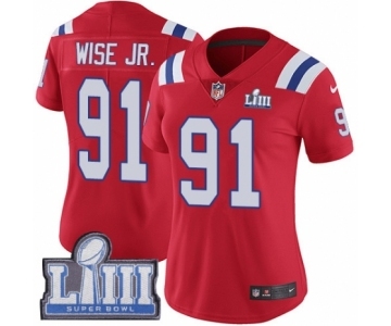 Women's Nike New England Patriots #91 Deatrich Wise Jr Red Alternate Vapor Untouchable Limited Player Super Bowl LIII Bound NFL Jersey