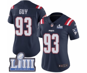 Women's Nike New England Patriots #93 Lawrence Guy Limited Navy Blue Rush Vapor Untouchable Super Bowl LIII Bound NFL Jersey