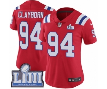 Women's Nike New England Patriots #94 Adrian Clayborn Red Alternate Vapor Untouchable Limited Player Super Bowl LIII Bound NFL Jersey