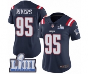 Women's Nike New England Patriots #95 Derek Rivers Limited Navy Blue Rush Vapor Untouchable Super Bowl LIII Bound NFL Jersey