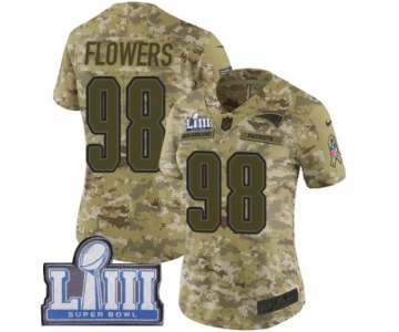 Women's Nike New England Patriots #98 Trey Flowers Limited Camo 2018 Salute to Service Super Bowl LIII Bound NFL Jersey