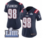 Women's Nike New England Patriots #98 Trey Flowers Limited Navy Blue Rush Vapor Untouchable Super Bowl LIII Bound NFL Jersey